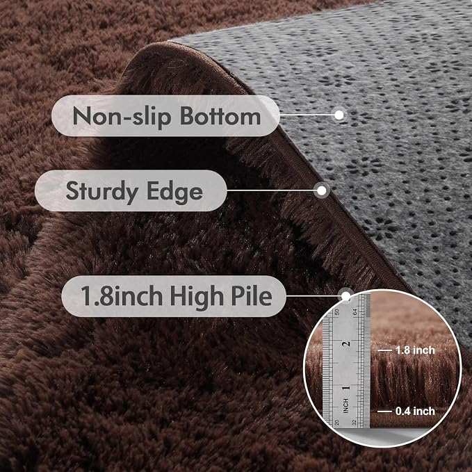 6x9 Ft Large Shag Rugs for Living Room Decor, Ultra Soft Brown Fluffy Furry - Image 5