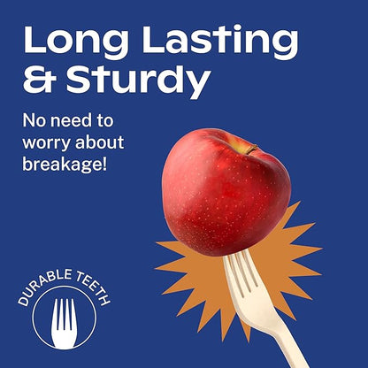 CORAL Light Brown 100% Compostable Spoons - 120 Heavy Duty No Plastic Spoons (6.5 inch) - Break Resistant with Smooth Edges, Ocean Friendly Alternative to Plastic Utensils - Biodegradable & Disposable