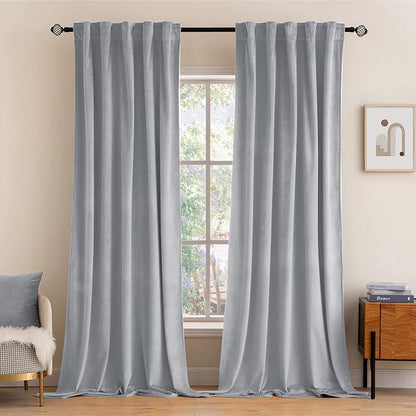 MIULEE Greyish White Velvet Blackout Curtains 52x72 inches 2 Panels | Luxury by MIULEE
