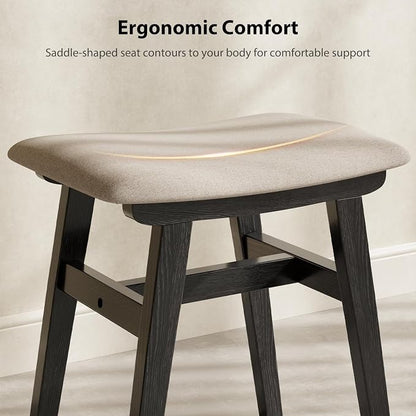 Muwuele Solid Wood Vanity Stool, Compact Makeup Chair - Image 5
