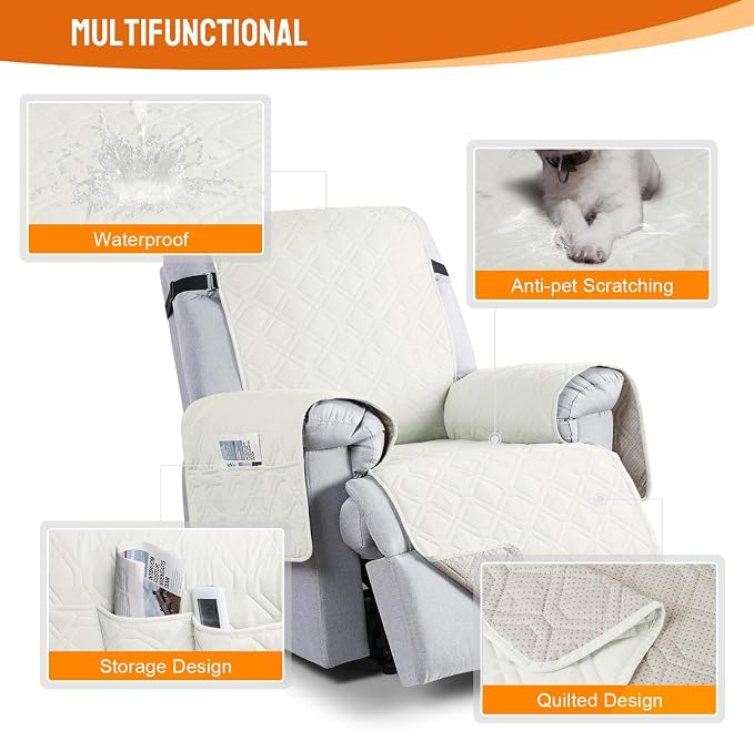 VANSOFY 100% Waterproof Recliner Chair Covers, Recliner Cover Non-Slip Dog - Image 3