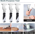 Mister Rui 2 Pack 10 in 1 Putty Knife - Multi Use Painters Tool, Taping Knife, Paint & Metal Scraper with Hammer End, Razor Blade Spackle Tool