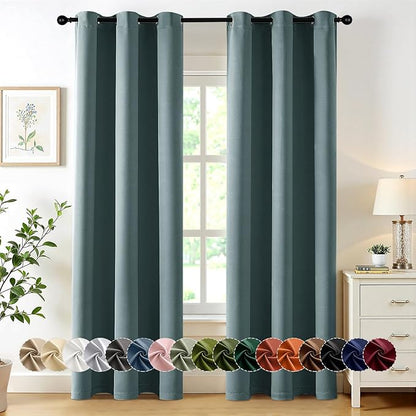 MIULEE Blackout Curtains for Bedroom 2 Panels 40 x 72 Inch Long Dusty Blue | by MIULEE