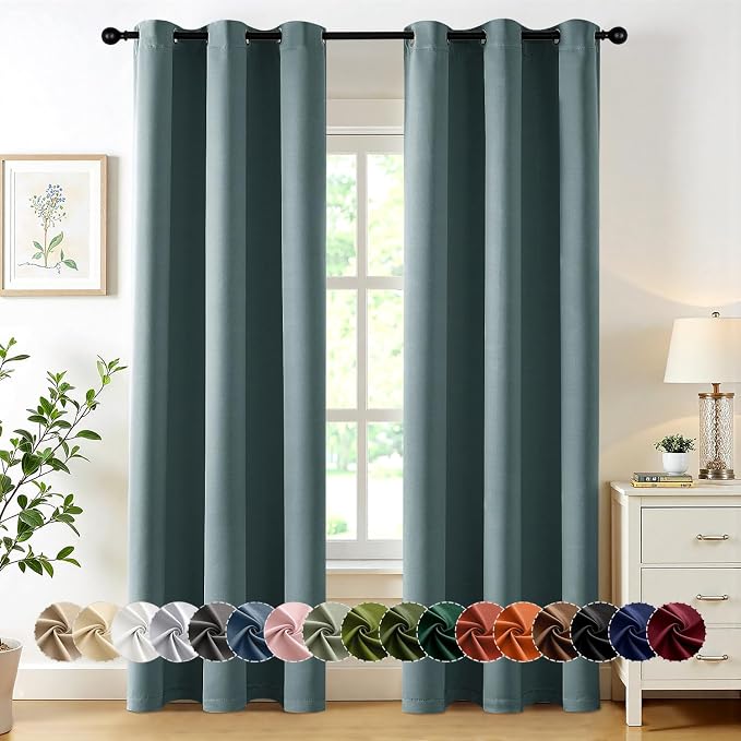 MIULEE Blackout Curtains for Bedroom 2 Panels 40 x 84 Inch Long Dusty Blue | by MIULEE