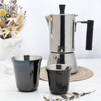 Easyworkz Stainless Steel Espresso Cup 2pcs Set Double Wall Insulated Metal Demitasse Cups (Black, 5 oz)