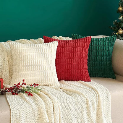 MIULEE Corduroy Decorative Throw Pillow Covers 16x16 Red Pack of 2 | Soft Boho - Image 8