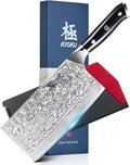 KYOKU Gin Series Vegetable Cleaver Knife, 7" Asian Vegetable Knife, Japanese VG10 Damascus Stainless Steel Knife, Professional Kitchen Knife with Silver Ion Blade G10 Handle Mosaic Pin Sheath & Case