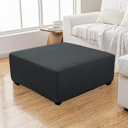 Super Stretch 40x40x15 inch Square Ottoman Cover- Soft Form Fit Ottoman Cover - Image 2