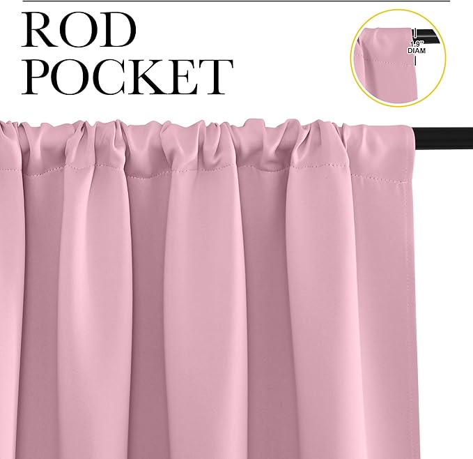 NICETOWN RV Blackout Curtains for Camper Windows, Rouge Pink, Kitchen Curtains - Image 2