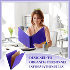 12 Pcs Classification Folders Letter Size, Back to School Supply for Teacher, Student, 1 Divider Pressboard File Folder Bulk with 2 Fasteners, 3.5 Inch Expanding File Organizer (Purple)