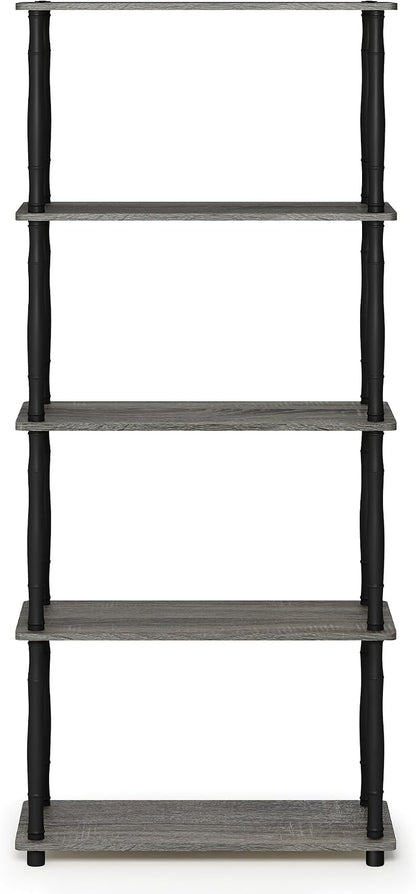 Furinno TURN-S-TUBE Storage Shelves, 5-Tier Book Shelf, Corner Shelf, Toolless - Image 6