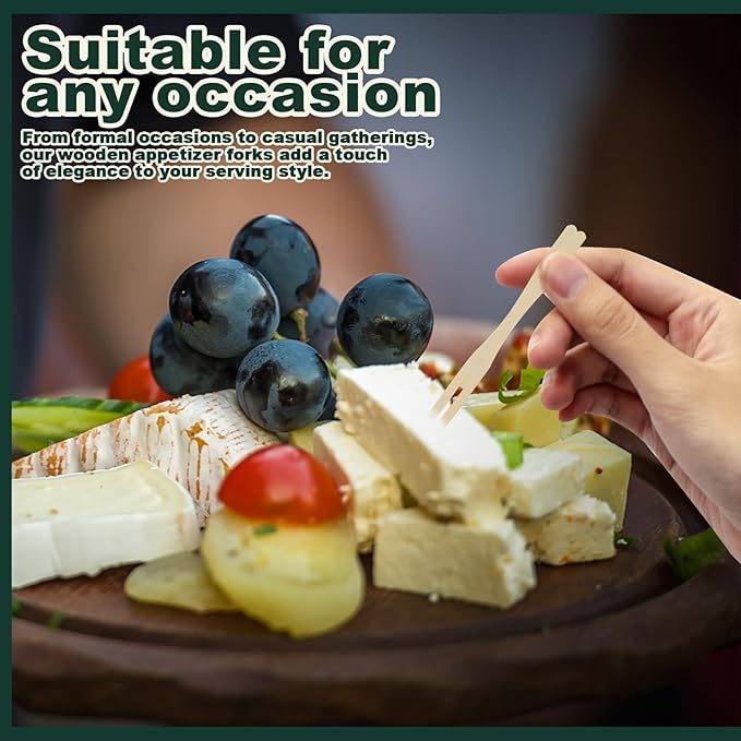 400PCS 3.5 Inch Appetizer Forks, Mini Forks, Mini Forks For Appetizers, Disposable Bamboo Forks Can Be Used For Desserts, Sandwiches, Burgers, Salads, Buffets, Drinks, Vegetables And More