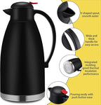 Nuogo 2 Pcs 102 oz Thermal Coffee Carafe Insulated Stainless Steel Carafe Double Walled Vacuum Coffee Thermal Pot with Brush for Home Office Use Keep 24 Hours Hot Water Tea(Black)