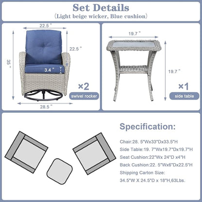 Belord Patio Wicker Chairs Swivel Rocker - Image 2
