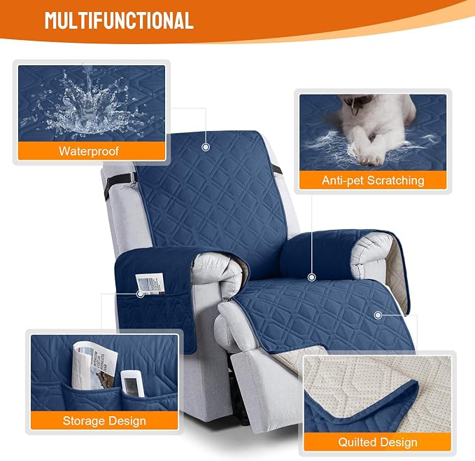 VANSOFY 100% Waterproof Recliner Chair Covers, Recliner Cover Non-Slip Dog - Image 4