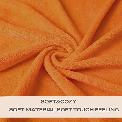 Burnt Orange Fleece Plush Throw Blanket 60"x80"for Couch Fuzzy Cozy Flannel | - Image 3