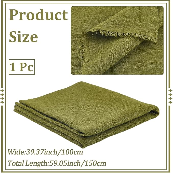 59 Inch Dark Olive Green Linen Cotton Canvas Fabric by The Yard Sheet Quilting - Image 2