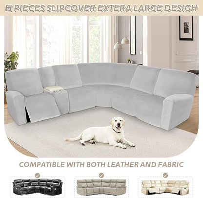 Arfntevss Sectional Recliner Couch Covers Velvet Washable Corner Sectional Sofa - Image 7