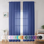 Blue Sheer Curtains 96 Inch Long 2 Panels Set, Light Filtering Rod Pocket Soft by OWENIE