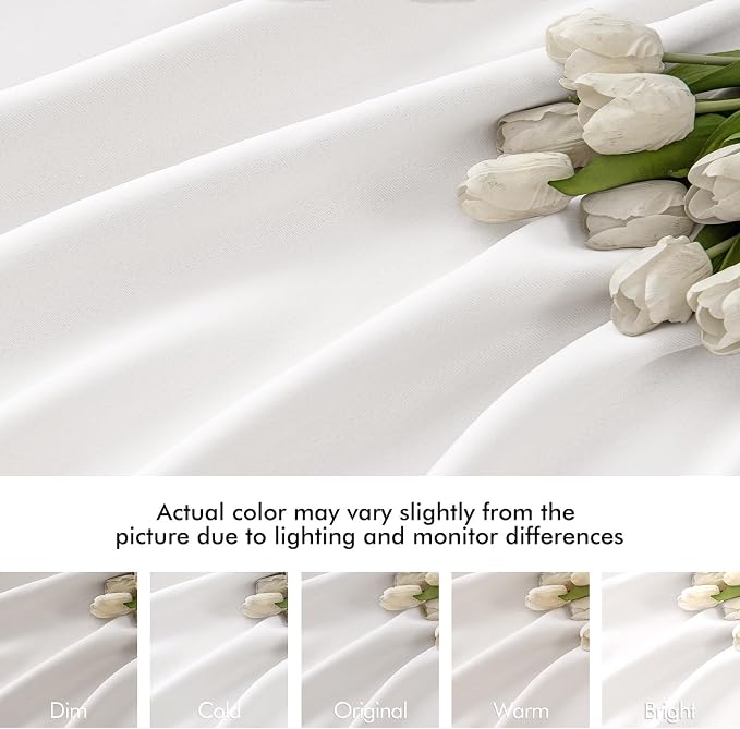 MIULEE Pure White Back Tab Blackout Curtains 52x72 Inches Long 2 Panels Set | - Image 8