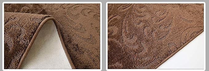Custom Length Hallway Runner Rug, Slip Resistant, Floral Brown, 26 Inch X 34 - Image 5