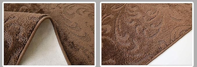 Custom Length Hallway Runner Rug, Slip Resistant, Floral Brown, 26 Inch X 28 - Image 5