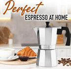 Zulay Moka Pot Espresso Stovetop Coffee Maker - Leak-Proof, Aluminum, Easy to Clean, Heat Resistant Handle & Knob - for Authentic Cuban & Italian Style Espresso - Makes 9 Espresso Cups - Silver