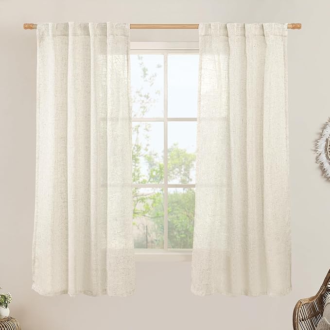 63 Inch Semi Sheer Linen Curtains by LAMIT