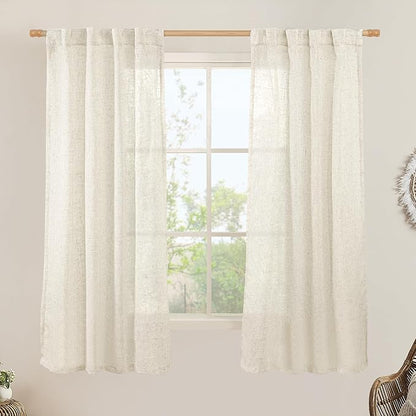 63 Inch Semi Sheer Linen Curtains by LAMIT