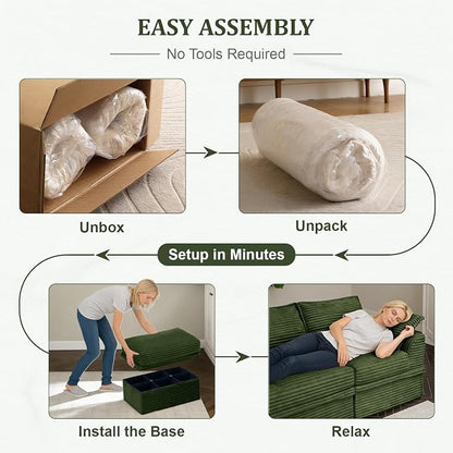 Upgrade Boneless Couch with Storage, Extra Deep&High Seat Modular Sectional - Image 9