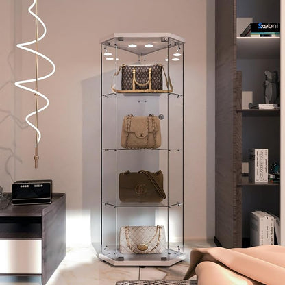LFT HUIMEI2Y Glass Display Corner Cabinet 4-Shelf, Curio Cabinets Fast by LFTHUIMEI2Y