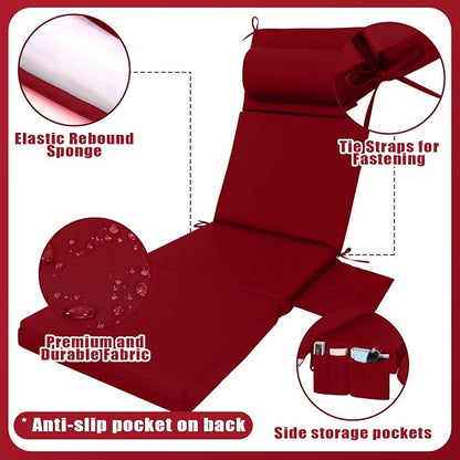Wenqik 2 Pcs Outdoor Chaise Lounge Cushion - Image 2
