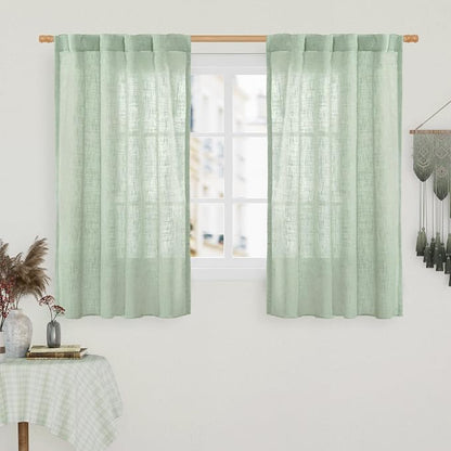 54 Inch Semi Sheer Window Linen Curtains, Light Filtering Panels | Faux Linen by LAMIT