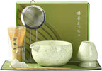 Matcha Whisk Set, Ceramic Matcha Set with Spout, Matcha Bowl Kit with Sifter, Whisk and Holder, Bamboo Scoop, Scoop Rest, Tea Towel, 7 Pcs Matcha Kit Set for Making Breakfast/Latte for Matcha Lovers