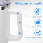 DOMICARE 40 oz Tumbler with Handle and Straw, Stainless Steel Tumbler with Lid and Straw, Reusable Vacuum Insulated Cup, Travel Coffee Mug, White, 4Pack