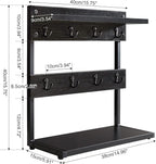 IBUYKE Rustic Coffee Mug Holder Stand, 2 Tier Countertop Mug Tree Holder Rack with Storage Base, Vintage Mug Holders for Kitchen, Holds 8 Mugs, Black UTBJ002B