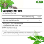 FreshDrinkUS, Premium 135 Tulsi Green Tea Bags, 100% Natural, Blend of Tulsi Holy Basil Leaves, and Green Tea Leaves. Made with Natural Material Tea Bags. No Sugar, Vegan.