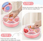 Kids Reusable Rotating Snack Container with 5 Separate Compartments, Color Matching Opening Lid, BPA/PVC-Free, Dishwasher Safe, Perfect for Travel, School Lunches & On-the-Go Snacking-Pink