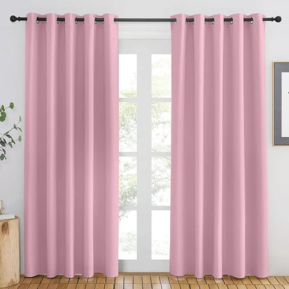 NICETOWN Rouge Pink Blackout Curtains 84 inch Length, Grommet Top Room by NICETOWN