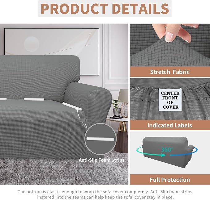 Easy-Going 100% Waterproof Couch Cover, 3 Cushion Oversized Sofa Cover | - Image 4