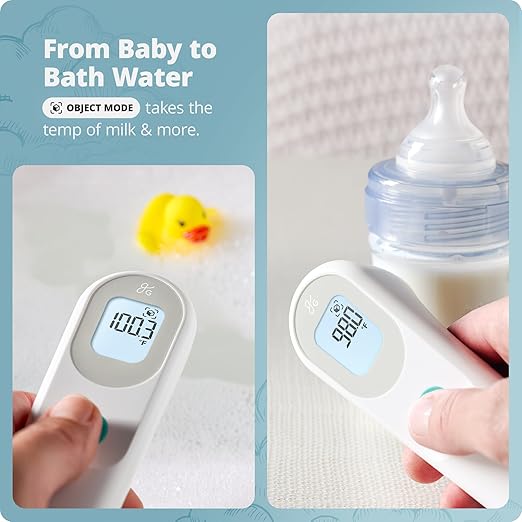 Greater Goods No-Touch Infrared Digital Thermometer for Adults, Kids, and Babies, Forehead Thermometer with Ergonomic Grip, Fever Alarm, White