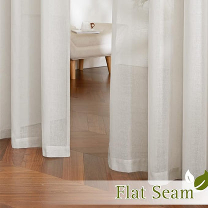 NICETOWN Bedroom Curtains Linen Blend 90 inches Long, Grommet Privacy Semi - Image 6