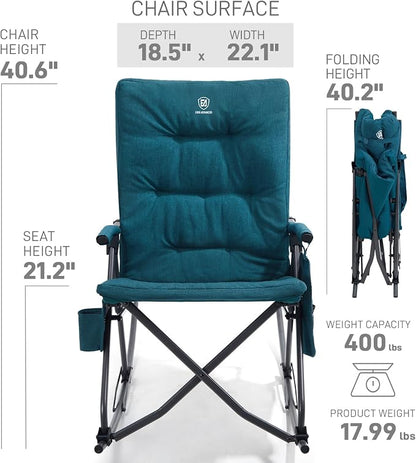 EVER ADVANCED Oversized Folding Rocking Camping Chair, Padded Portable Rocker - Image 7