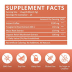 GANOHERB Maca Energy Coffee for Men, Women Herbal Coffee with Tongkat Ali, Maca Root, Reishi Mushroom Extract for Energy & Focus - 1 box (25 Packets)