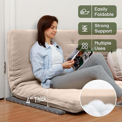 ZonLi Japanese Floor Futon Mattress Twin Size 75"x 39", 100% Cotton Cover 4'' - Image 2
