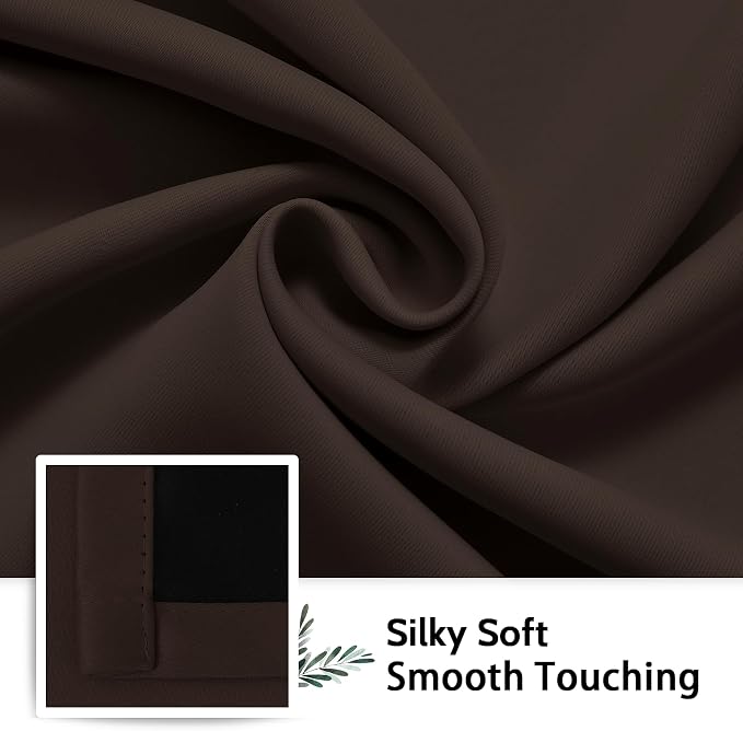 SimpleHome Chocolate Brown 100% Blackout Curtains Room Dark Living Room 63L | - Image 7