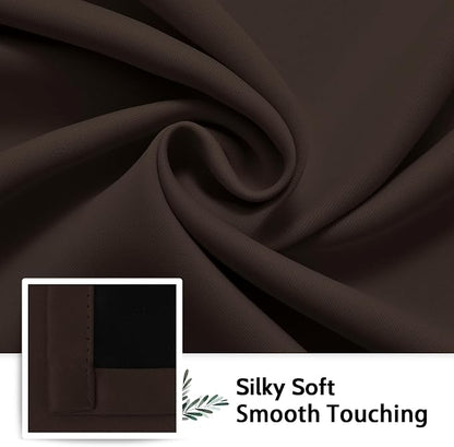 SimpleHome Chocolate Brown 100% Blackout Curtains Room Dark Living Room 63L | - Image 7
