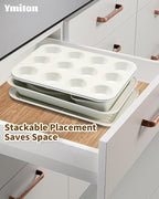 Nonstick Baking Pans Set, 19 PCS Stackable Bakeware Sets, Oven Pan Set Includes Baking Tray, Cookie Sheet, Cake Pans, Loaf Pan, Muffin Pan, Silicone Cups