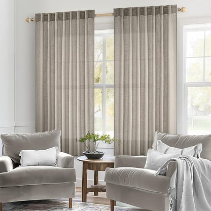 MIULEE Burlywood Birch Linen Curtains 52x63 Inch Long 2 Panels - Image 2
