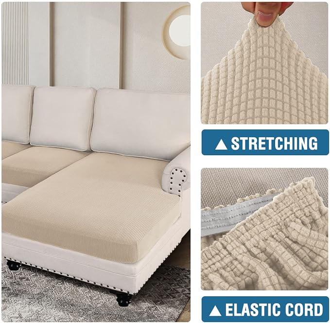 H.VERSAILTEX Sectional Couch Covers 4 Pieces Sofa Seat Cushion Covers L Shape - Image 6